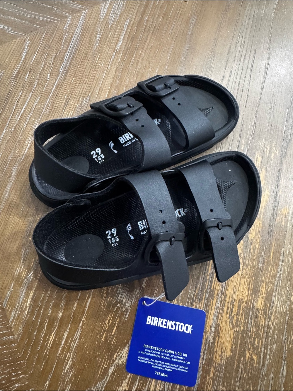 NWT Birkenstock Kids Black EVA Two-Strap Sandals Size 29 Toddler 11